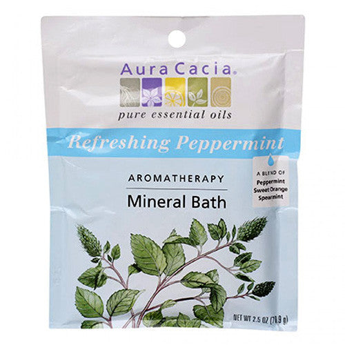 Aura Cacia Aromatherapy Mineral Bath, Refreshing Peppermint - 2.5 Oz